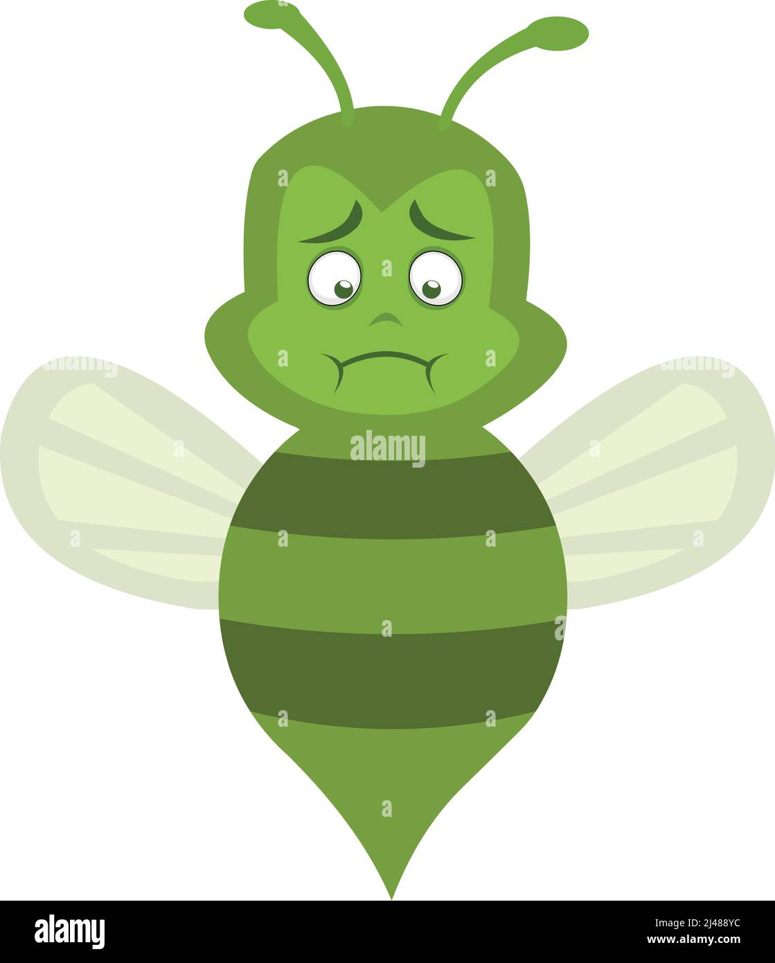 Vector character illustration of a nauseous green cartoon bee Stock Vector