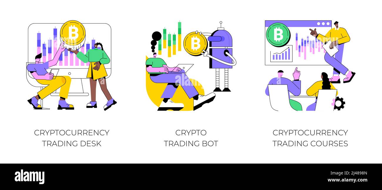 Cryptocurrency market abstract concept vector illustration set.  Cryptocurrency trading desk bot, bitcoin trading courses, financial  exchange, digital tokens, blockchain technology abstract metaphor Stock  Vector Image & Art - Alamy