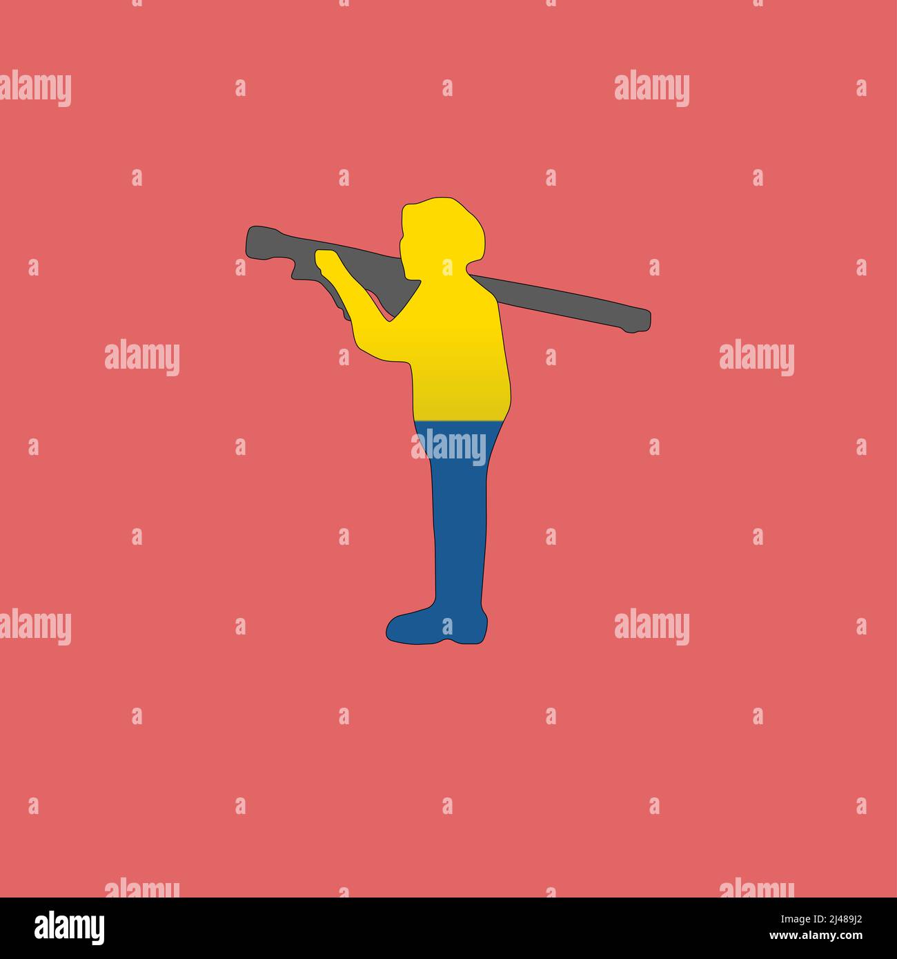 The silhouette of a Ukrainian soldier with Stinger Stock Vector