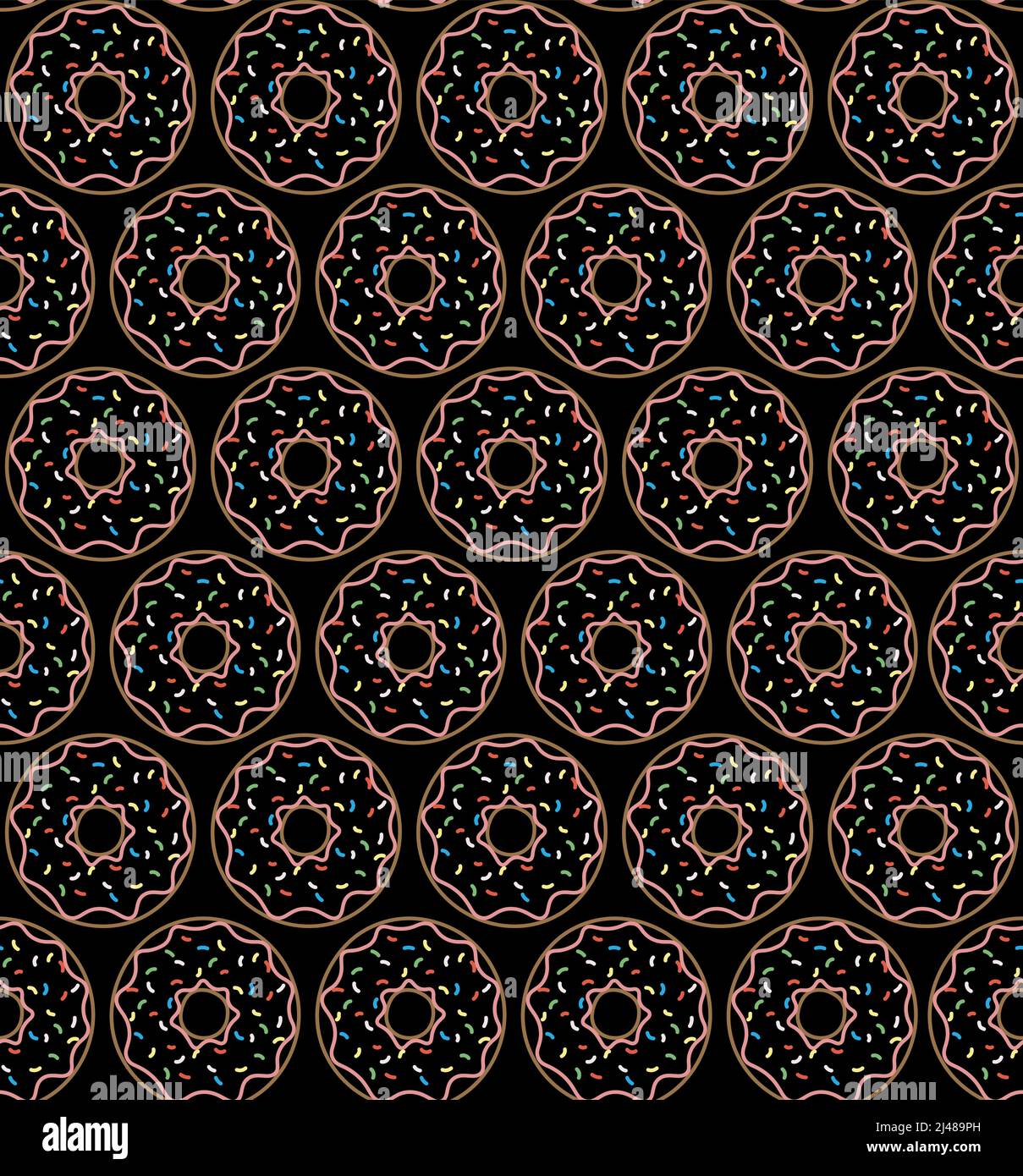 Trendy vector donut pattern for cafe Stock Vector