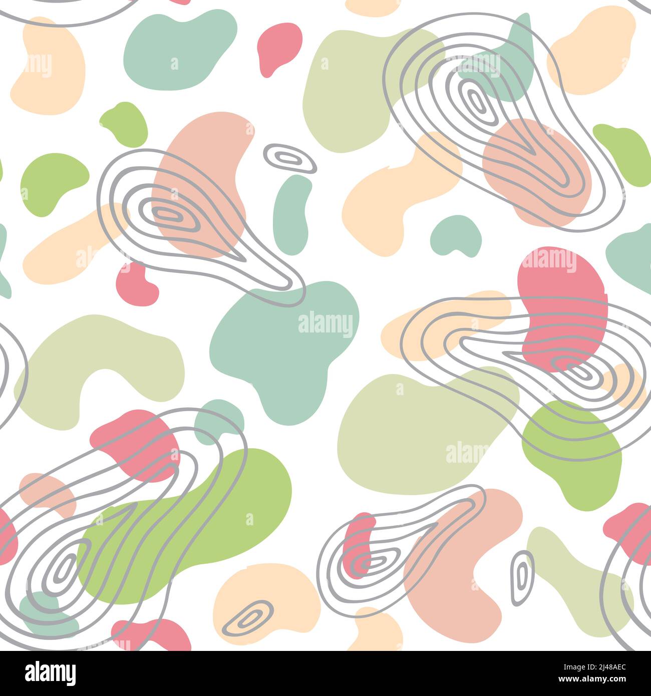 Vector hand drawn seamless pattern in neutral warm colors with various ...