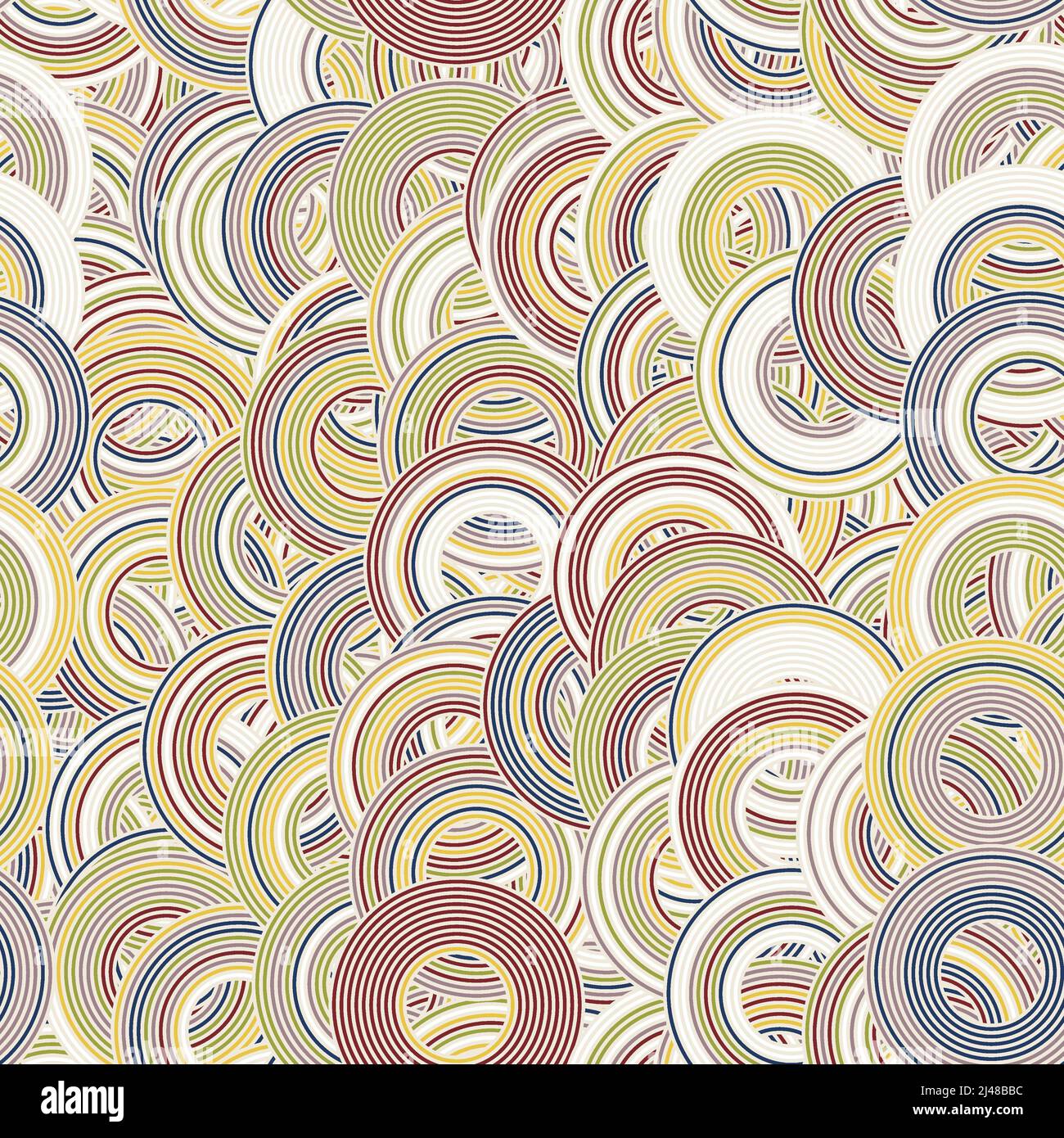 Seamless concentric circle in retro colors surface pattern design for ...