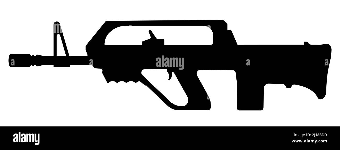 Gun icon isolated. Machine gun. Firearms. Submachine gun black sign ...