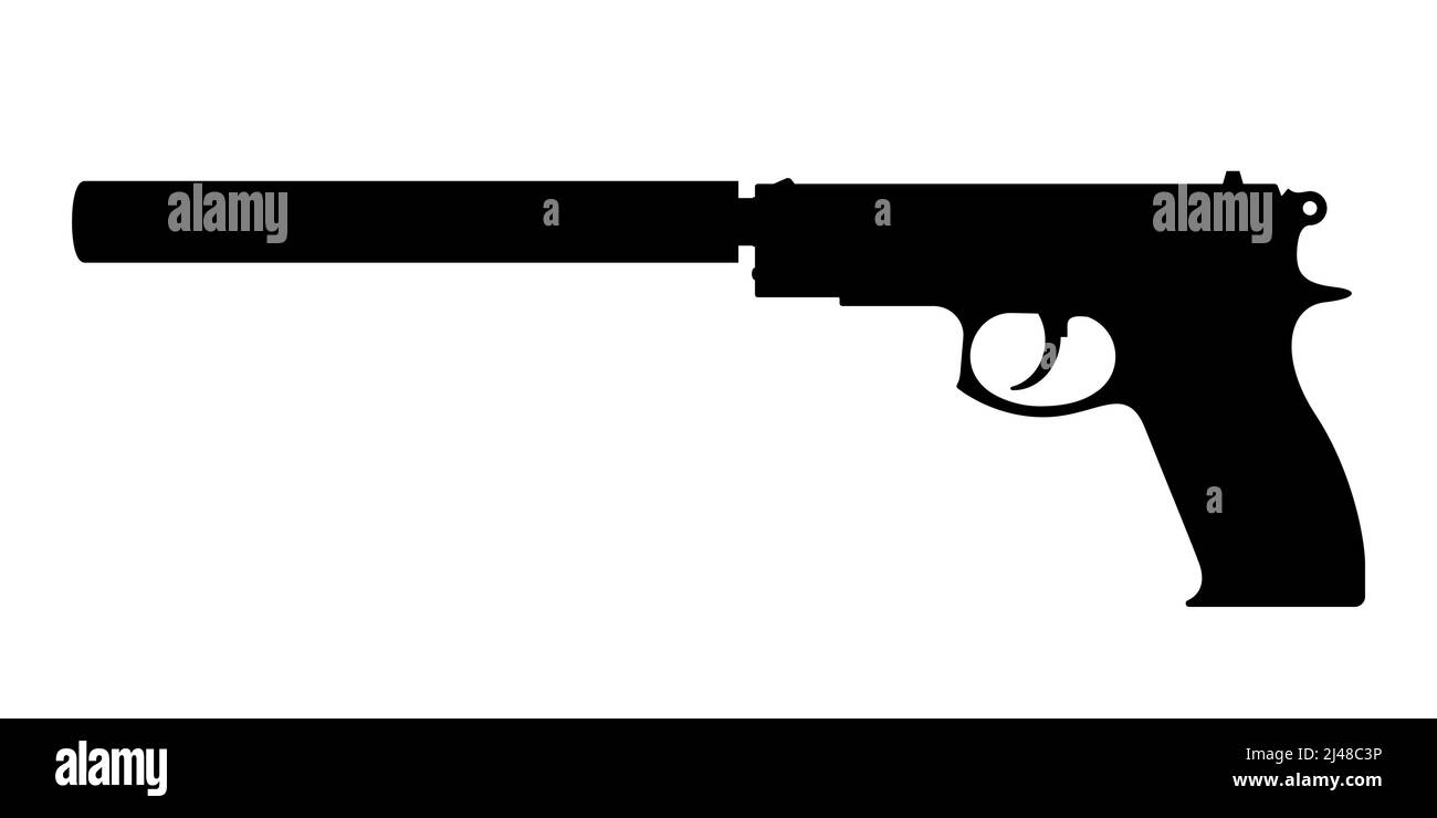 Pistol icon. Handgun icon isolated. Black gun sign. Vector illustration ...