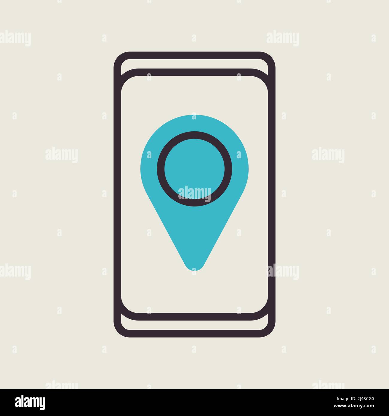 Smartphone with pin location style isolated icon vector. Navigation ...