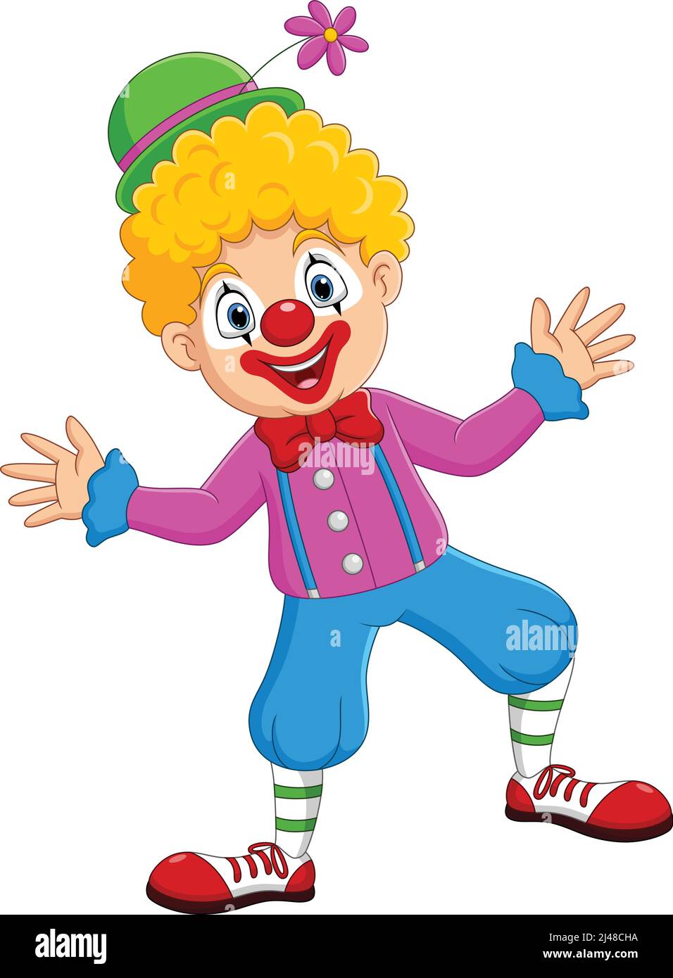 Cartoon happy clown waving hand Stock Vector
