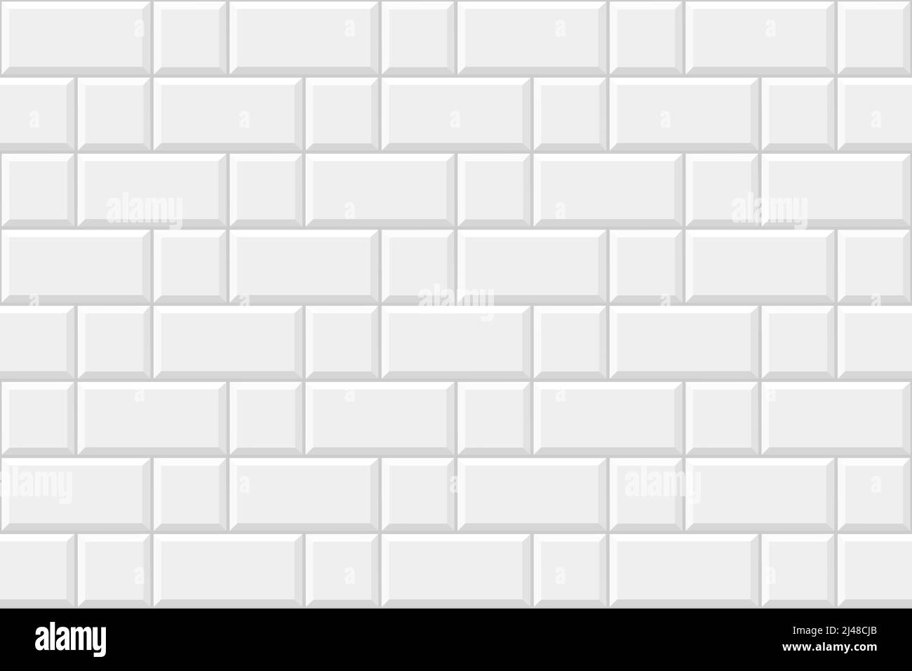 White glossy ceramic square tiles seamless pattern. Home interior, bathroom  and kitchen wall texture. Vector white shiny brick wall background. Stock  Vector
