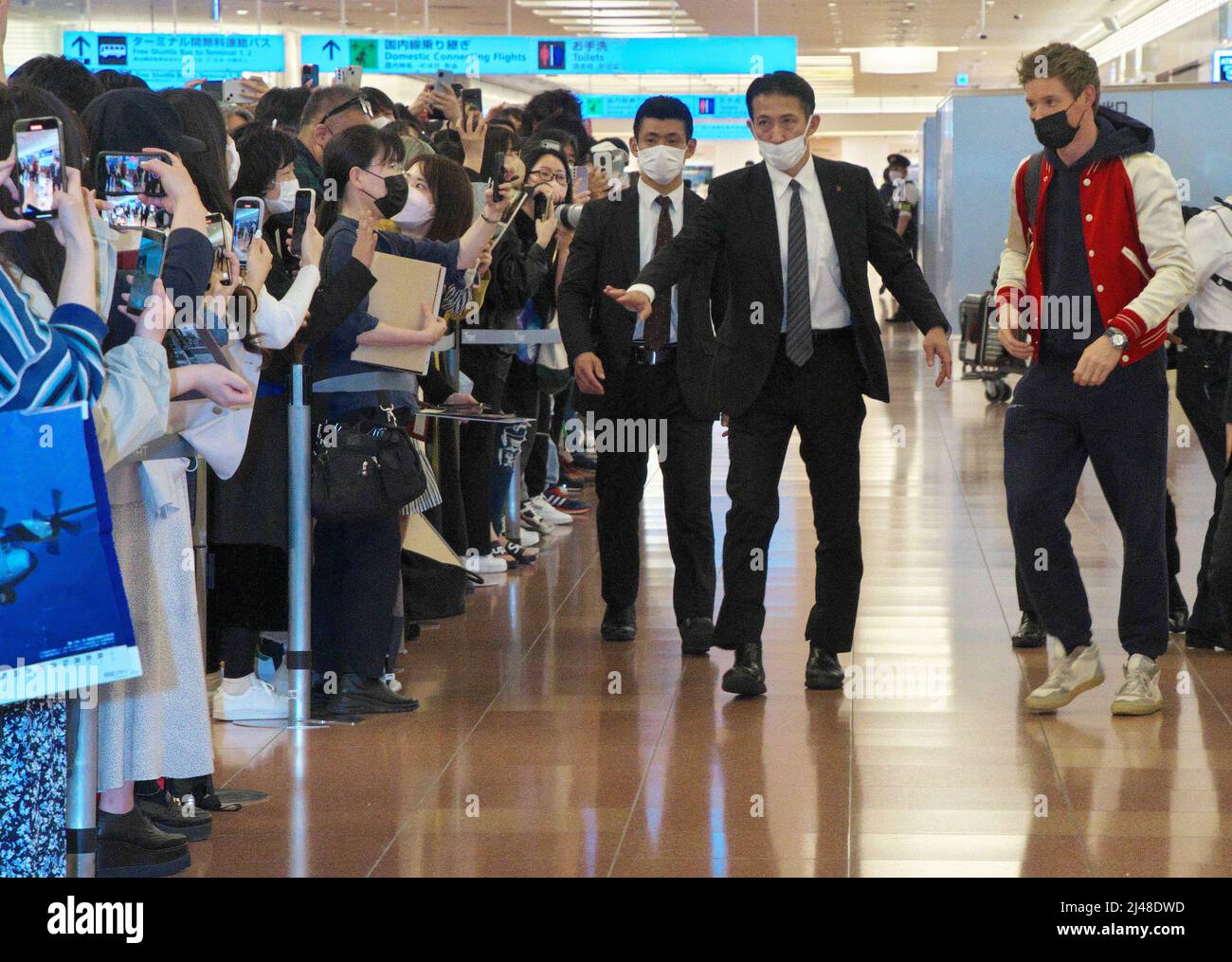 Actor Eddie Redmayne is seen arrives at Tokyo International Airport for  promote his film "Fantastic Beasts: