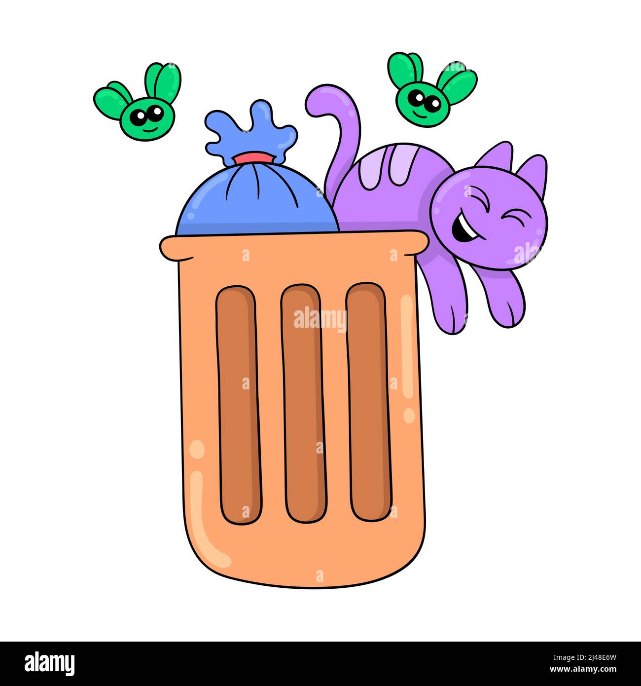 trash can filled with cats playing garbage Stock Vector Image & Art Alamy