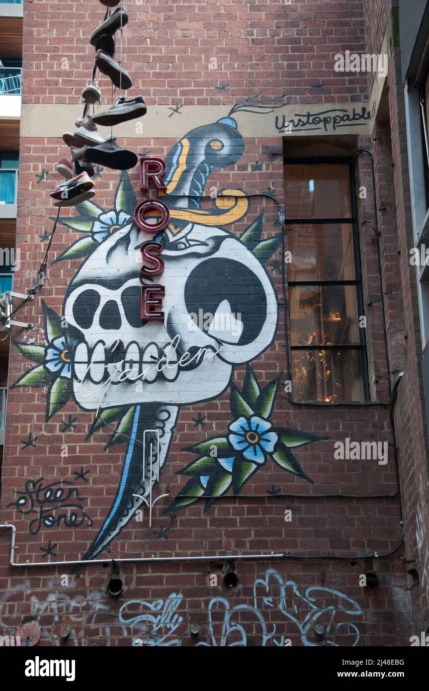 Street art in AC/DC Lane, Melbourne, Australia Stock Photo - Alamy