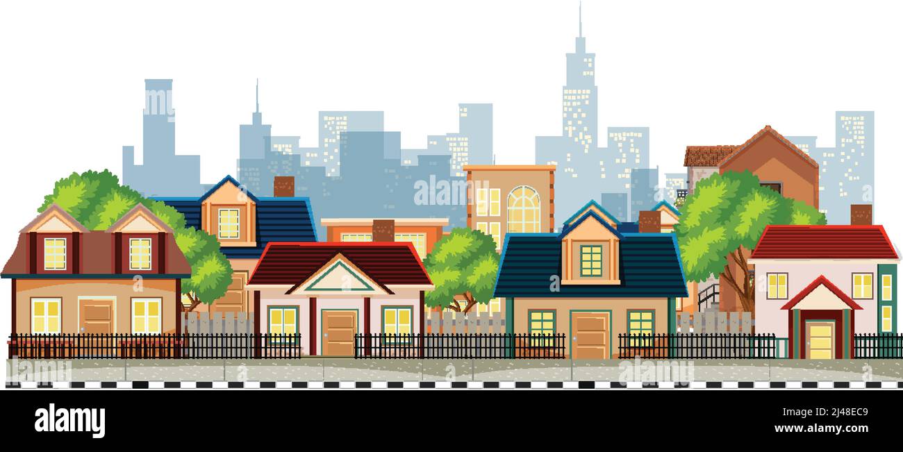 Urban cityscape isolated on white background illustration Stock Vector ...