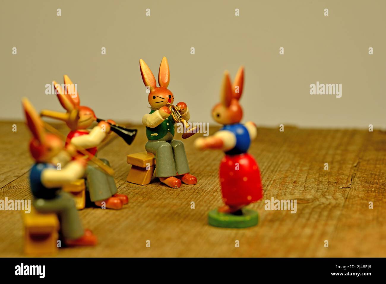 easter bunnies play a concert Stock Photo