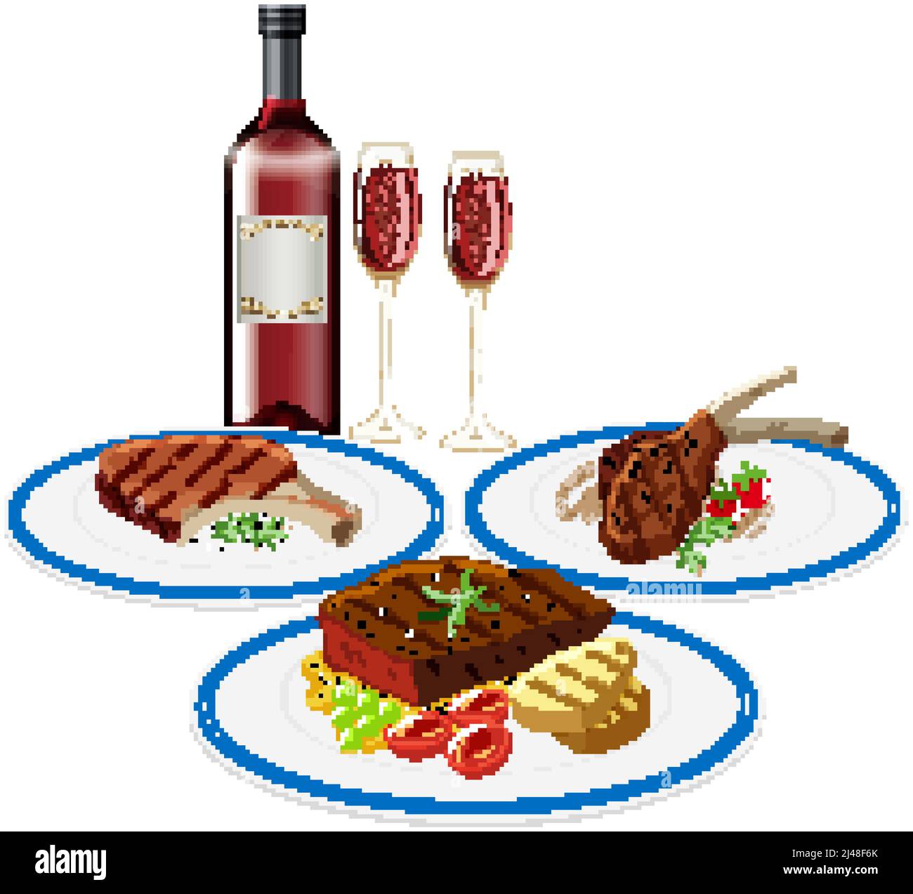 Set of different foods and beverage illustration Stock Vector Image ...