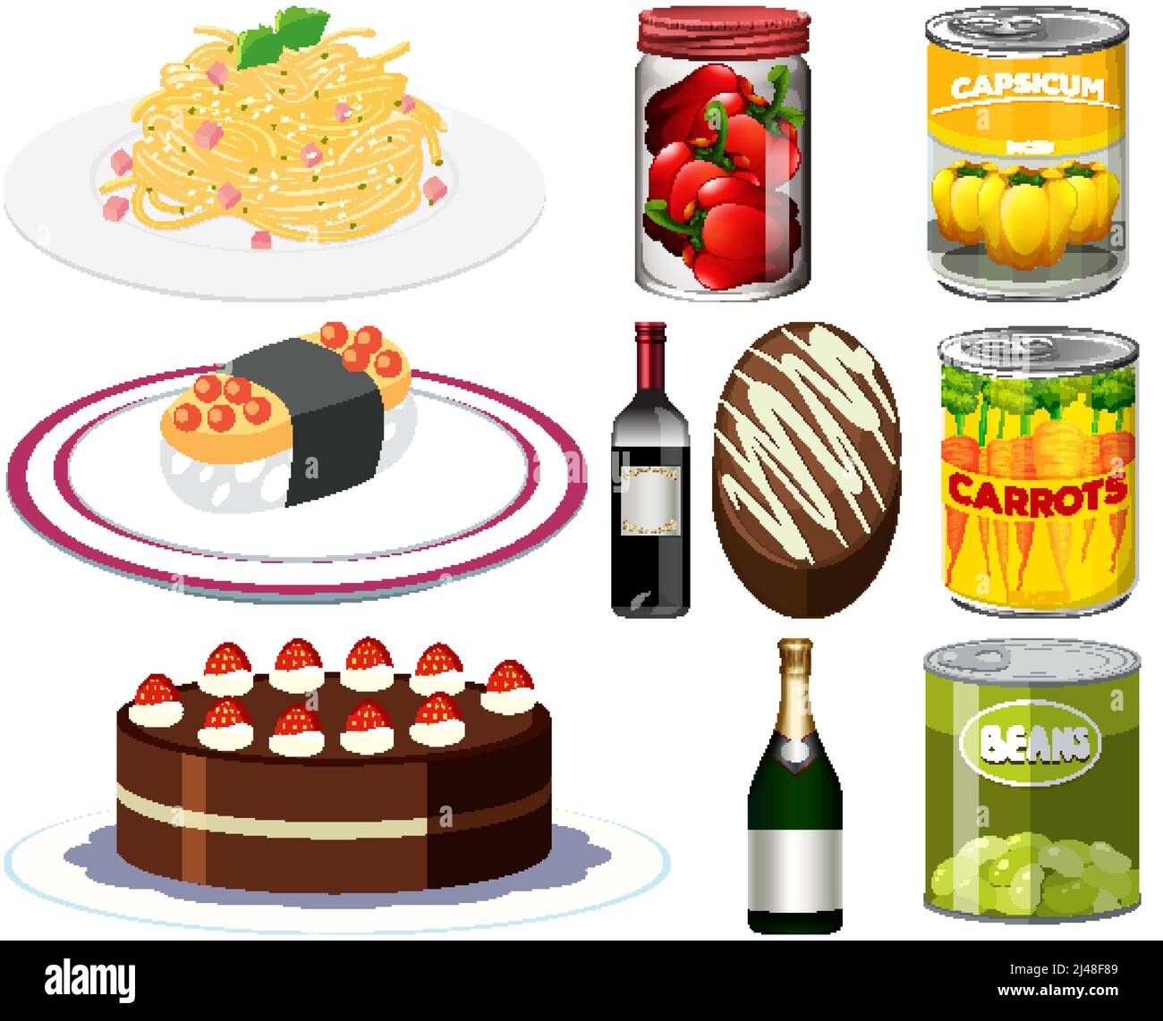 Different foods cartoon collection illustration Stock Vector Image
