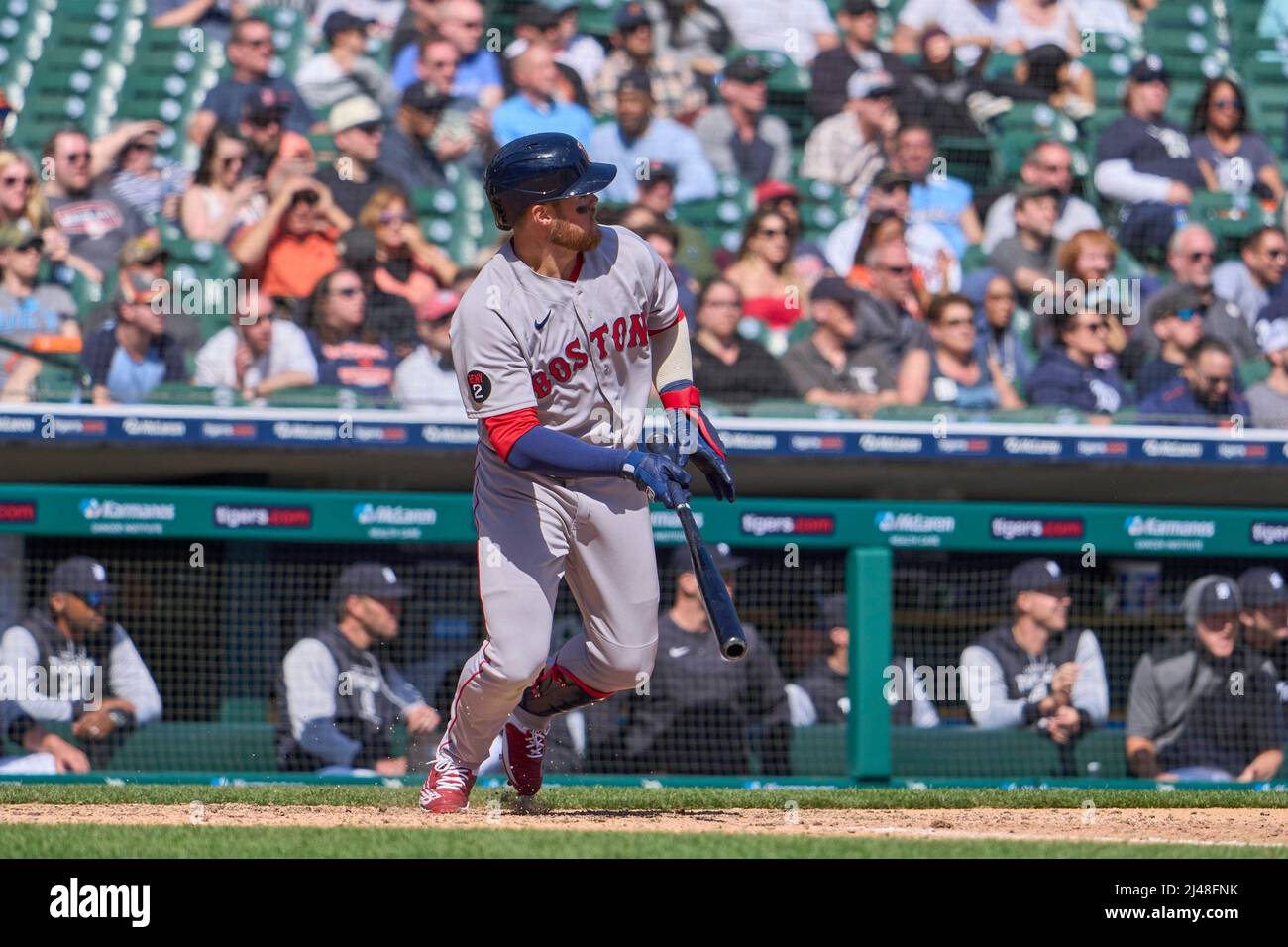 April 12 2022: Boston right fielder Christian Arroyo (19) gets a