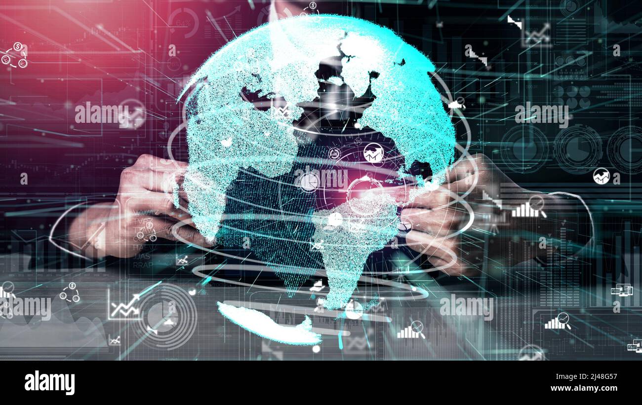 Big Data Technology for Business Finance Analytic conceptual. Modern graphic interface shows