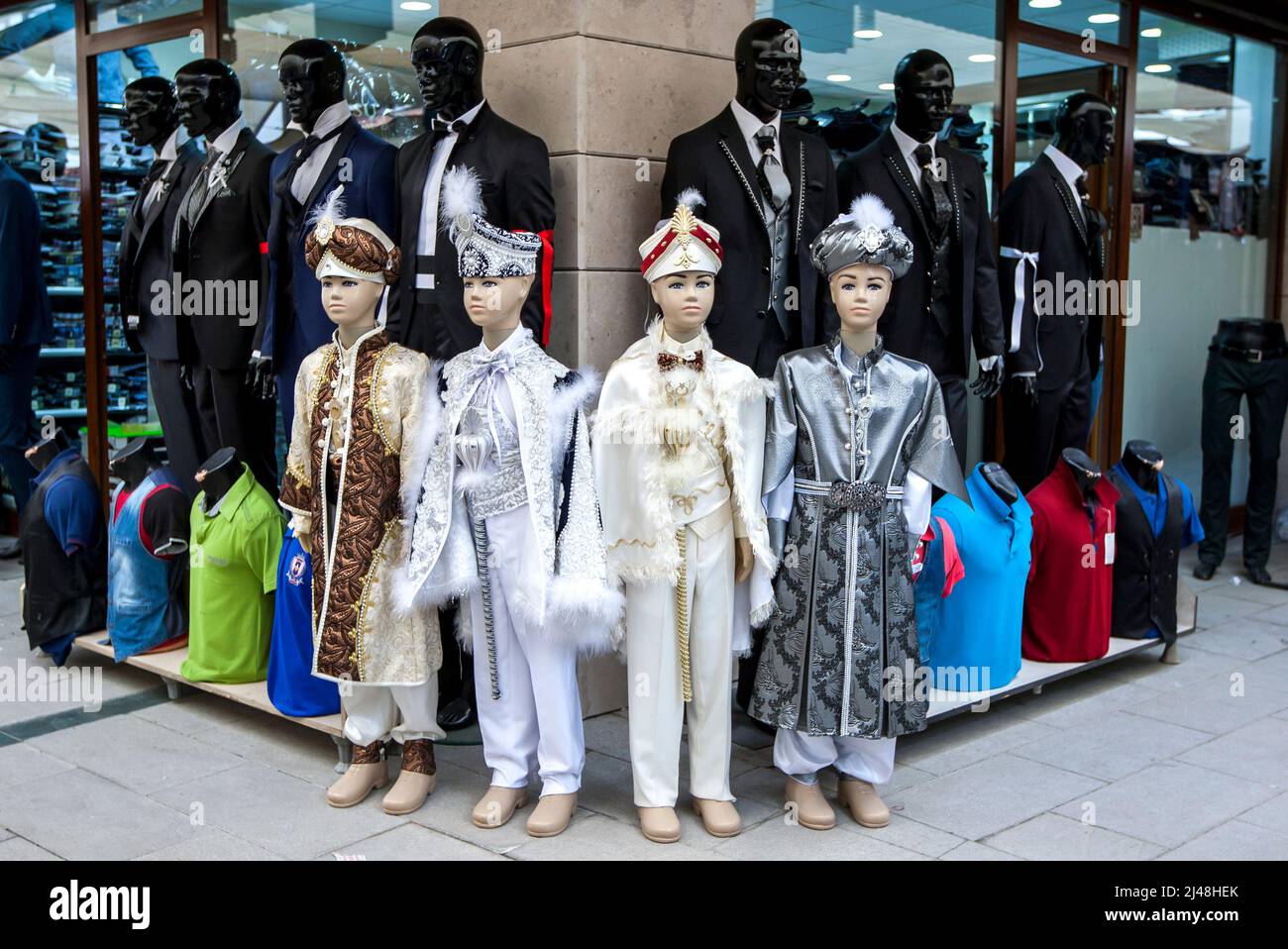 Mannequins displaying a variety of boys (circumcision) costumes