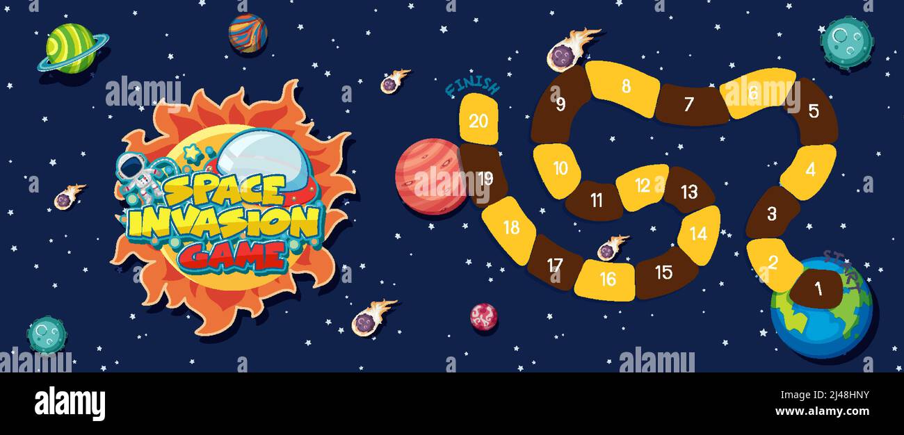 Game template with space theme background illustration Stock Vector ...