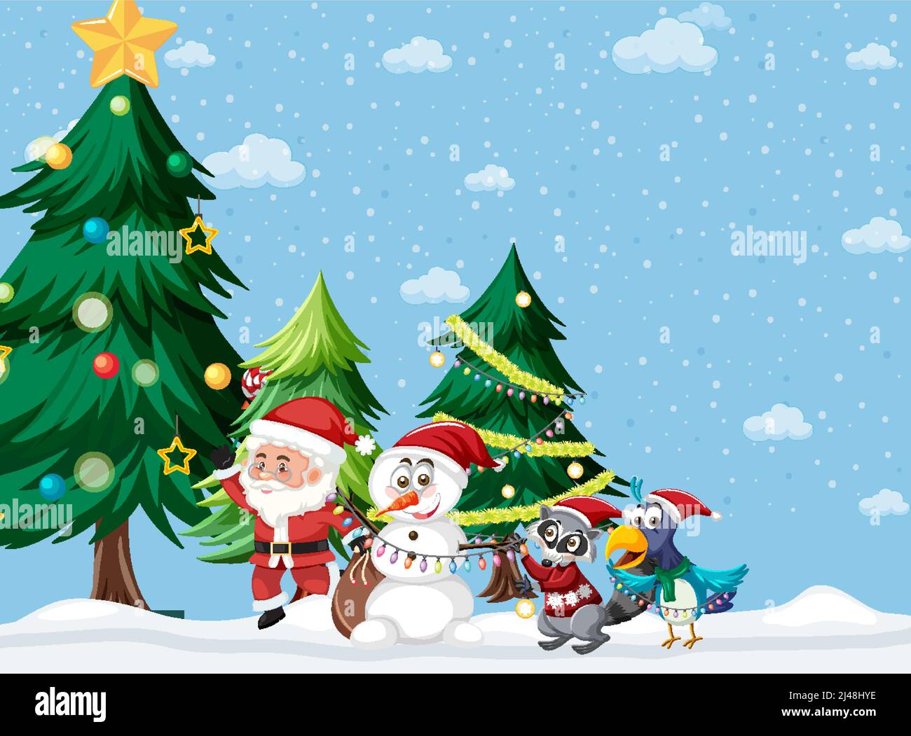 Christmas holidays with Santa and snowman illustration Stock Vector ...