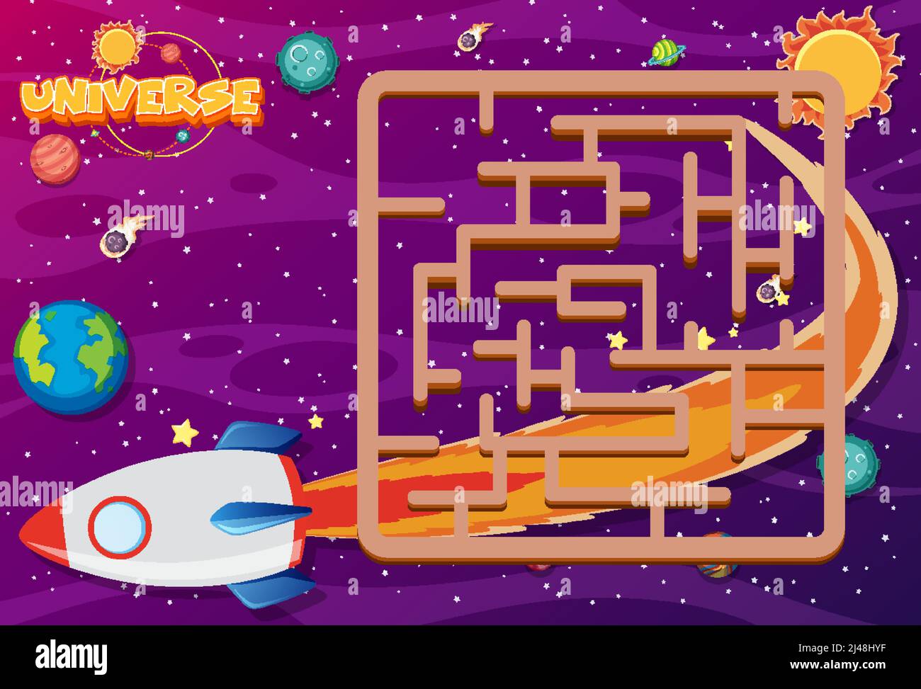 Game template with space theme background illustration Stock Vector ...