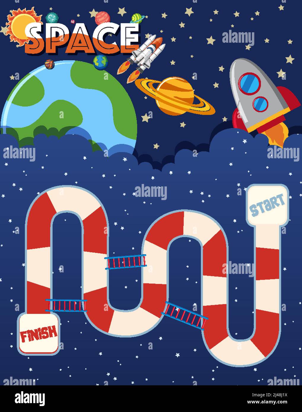 Game template with space theme background illustration Stock Vector ...
