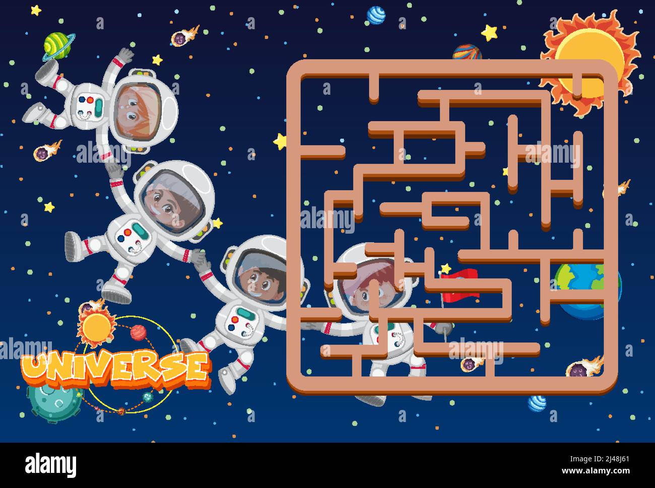 Game template with space theme background illustration Stock Vector ...