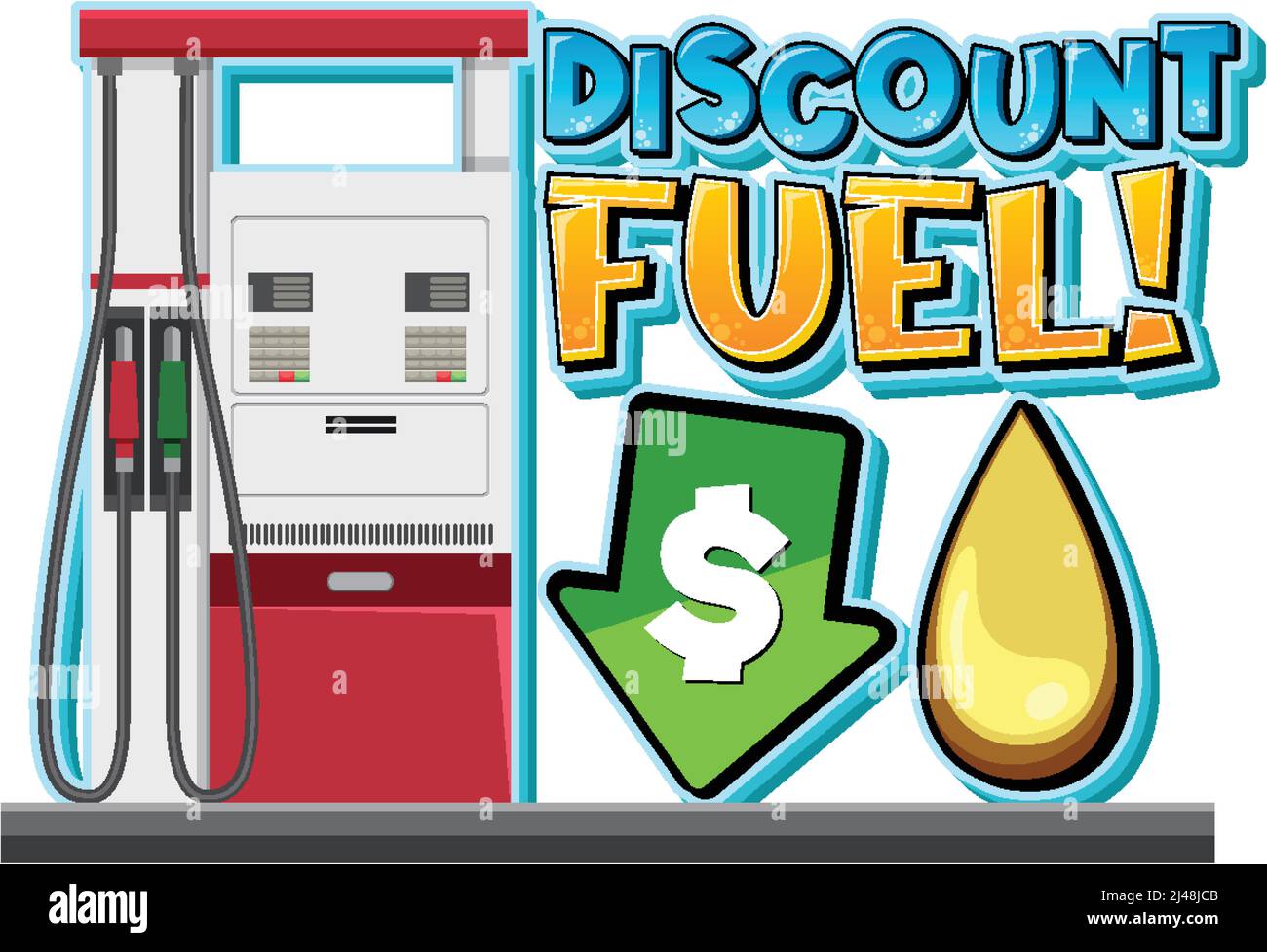 Gas station with discount fuel word logo illustration Stock Vector