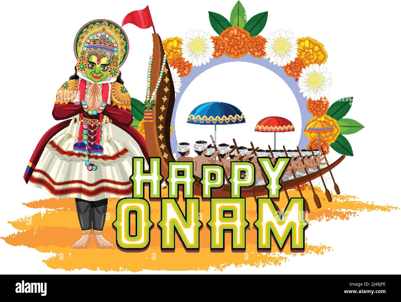 Onam Hindu harvest festival poster illustration Stock Vector Image