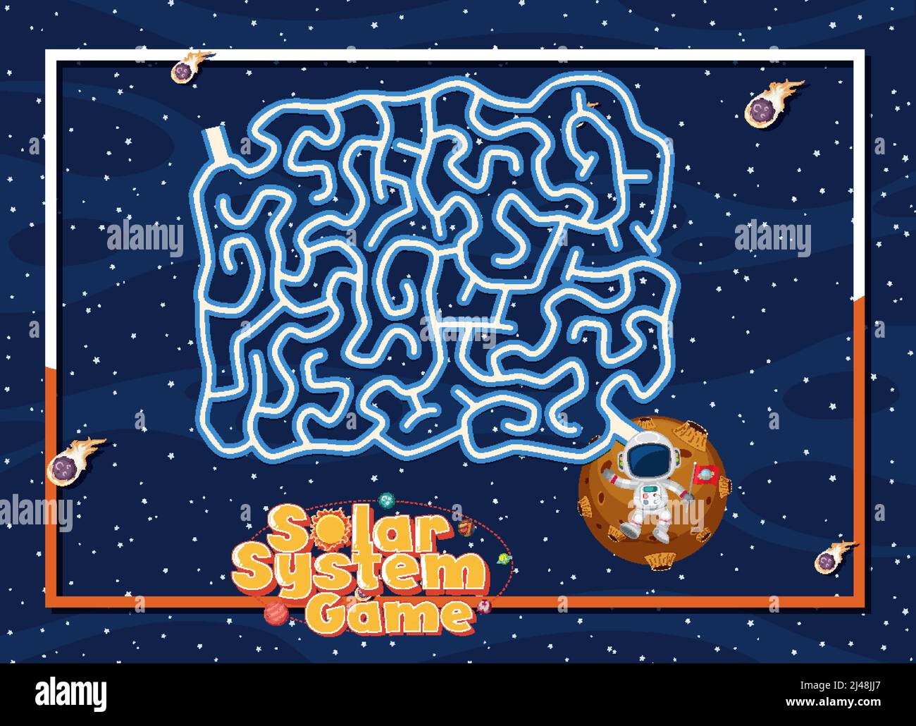 Game template with space theme background illustration Stock Vector