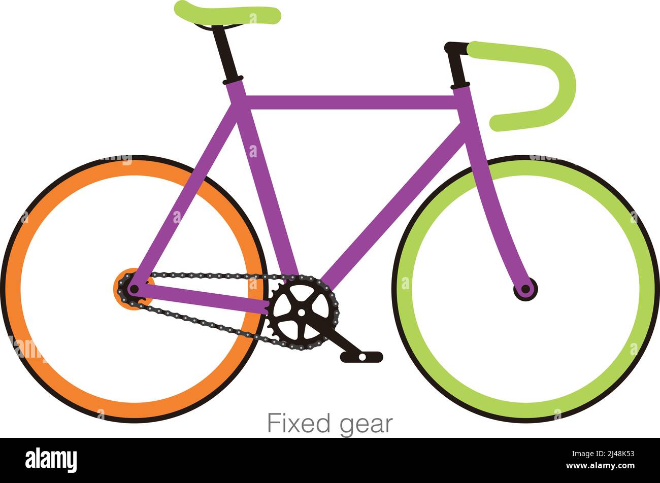 Simple flat fixed-gear bicycle vector illustration Stock Vector