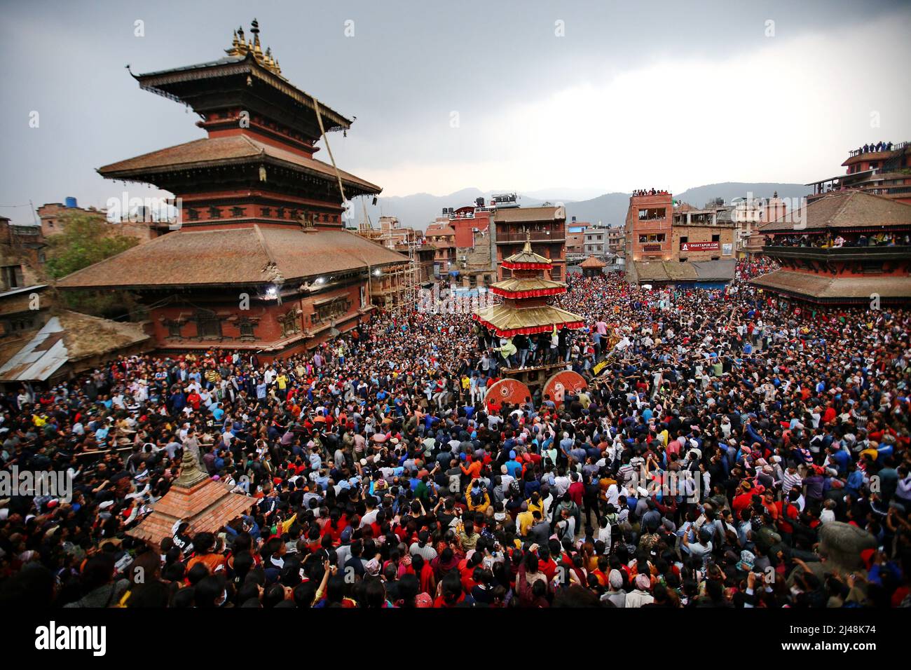 Celebration Of Bisket Jatra, Nepali New Year, In Bhaktapur On 10 April ...