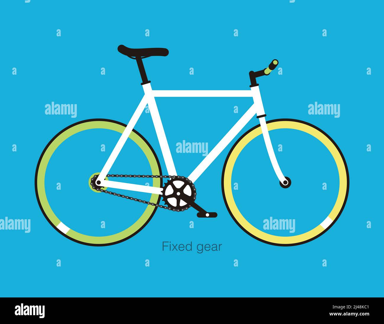 Simple flat fixed-gear bicycle vector illustration Stock Vector
