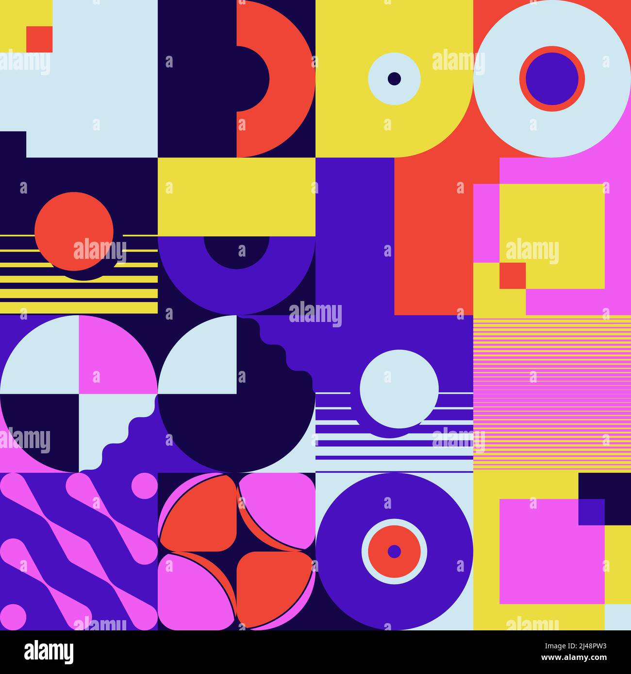 Retro Future Art inspired vector pattern artwork made with abstract