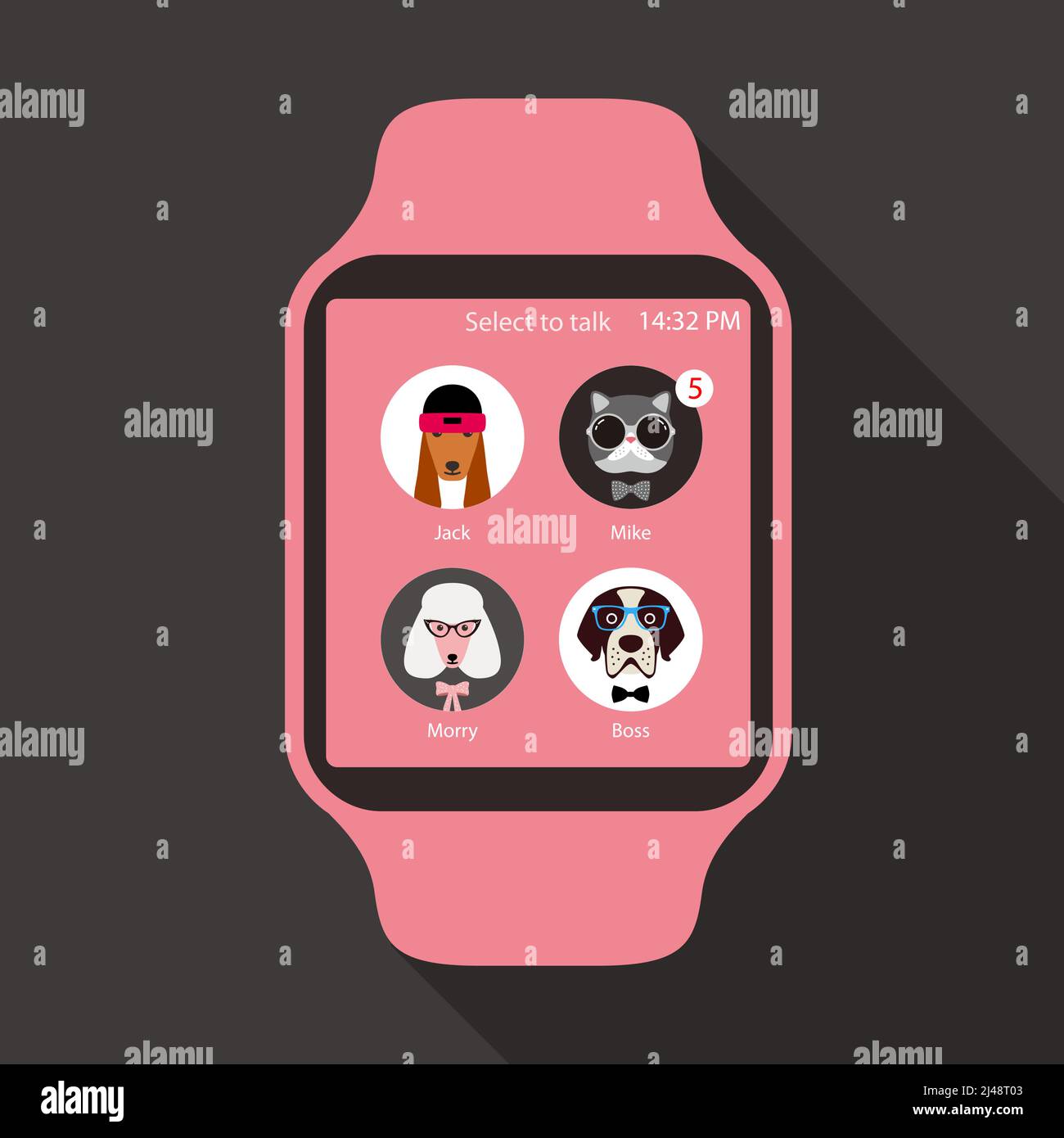 Fashion smart watch, front, touchscreen, vector illustration Stock Vector Image & Art Alamy