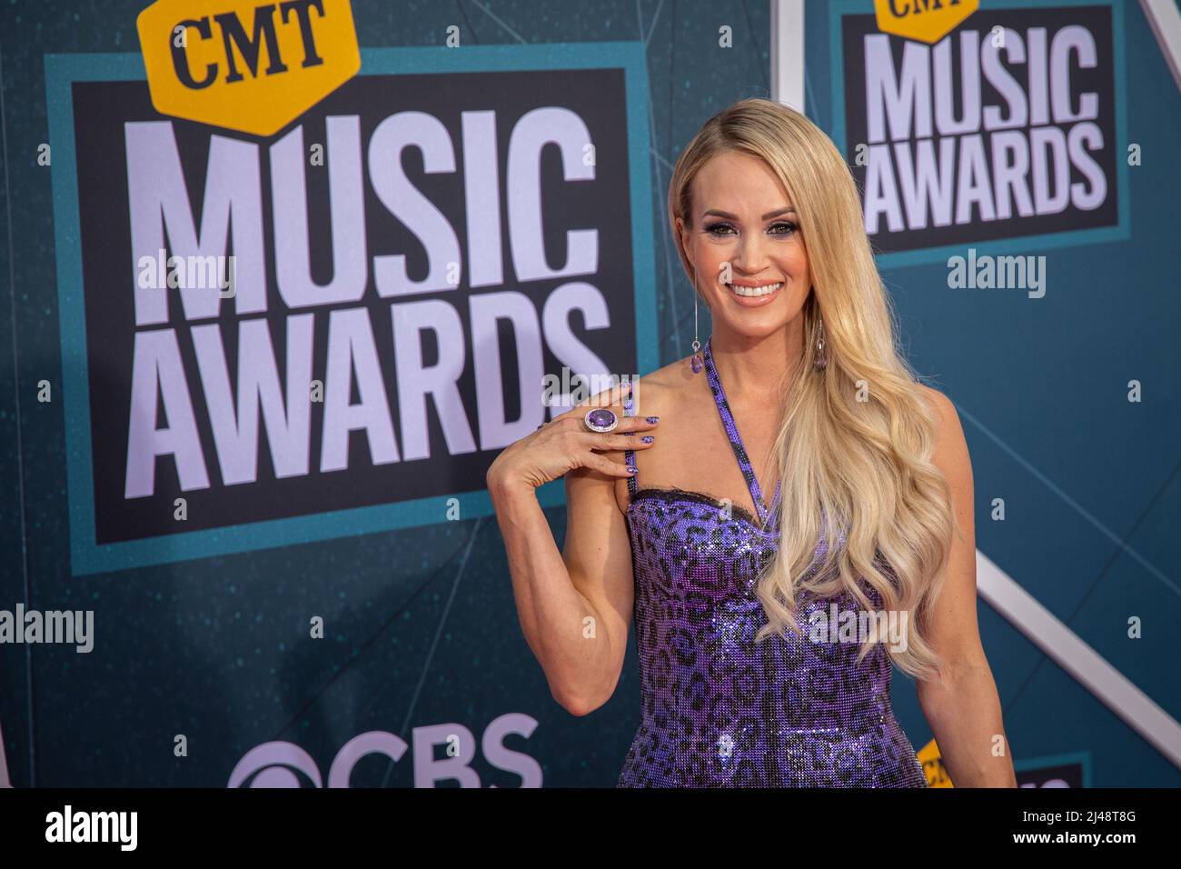 Nashville, Tenn. - April 11, 2022 Carrie Underwood arrives at the red carpet for the 2022 CMT Awards on April 11, 2022 at Municipal Auditorium in Nashville, Tenn. Credit: Jamie Gilliam/The Photo Access Stock Photo