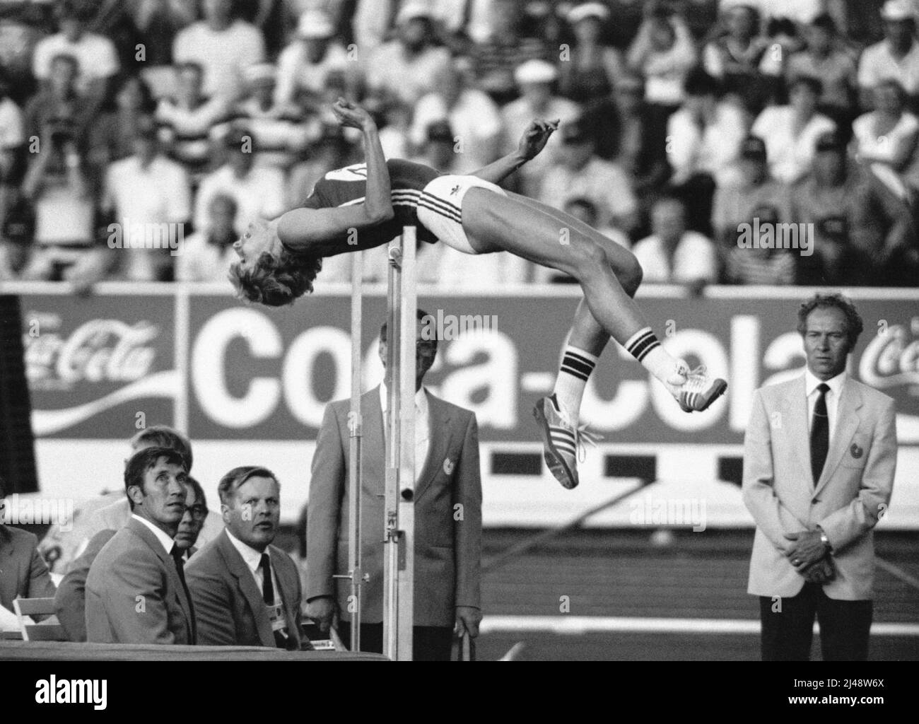 TAMARA BYKOVA Soviet high jump athlete at IAAF World Champion Ship in Helsinki Finland 1983 august Stock Photo
