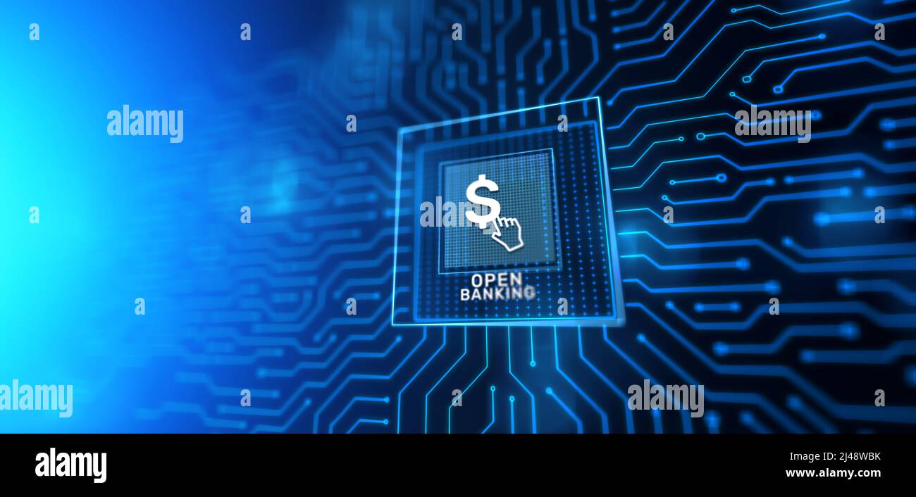 Open banking financial technology fintech concept on virtual screen ...