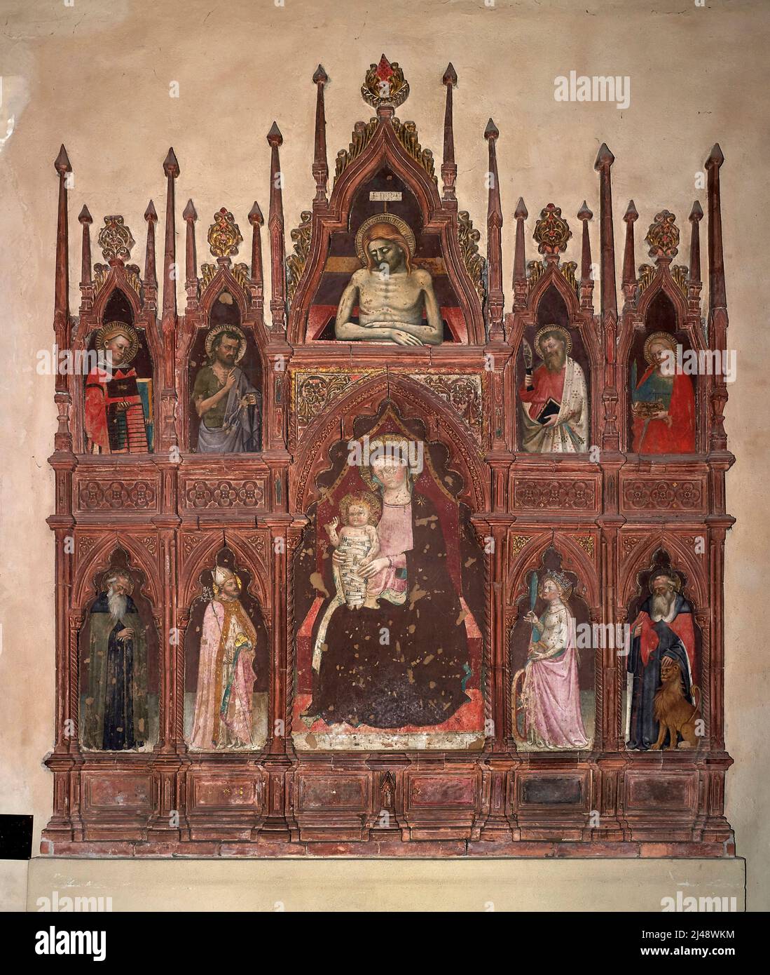 Madonna col Bambino in trono e santi   - Lippo Dalmasio  - XIV secolo  - Bologna, chiesa di S. Maria dei Servi Stock Photo