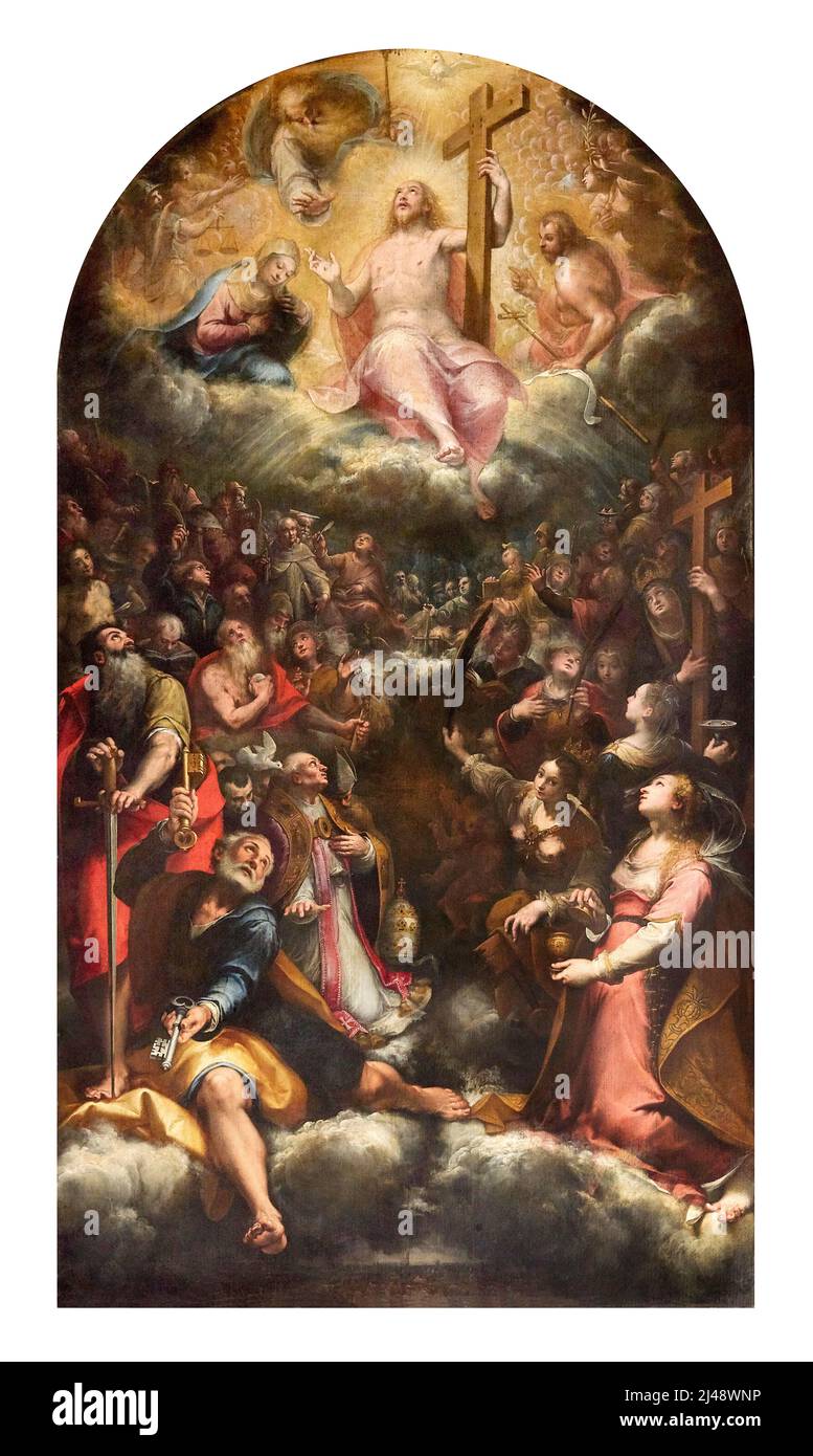 Il Paradiso   - olio su tela - Dionisio Calvaert  - XVI secolo  - Bologna, chiesa di S. Maria dei Servi Stock Photo
