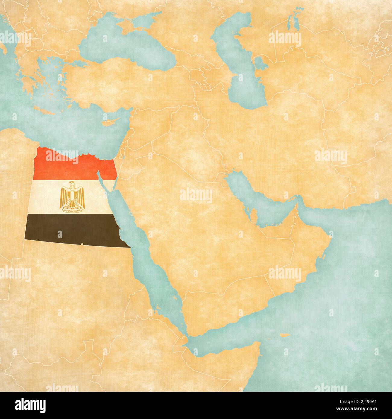 Egypt In Asia Map Egypt (Egyptian Flag) On The Map Of Middle East (Western Asia) In Soft  Grunge And Vintage Style, Like Old Paper With Watercolor Painting Stock  Photo - Alamy