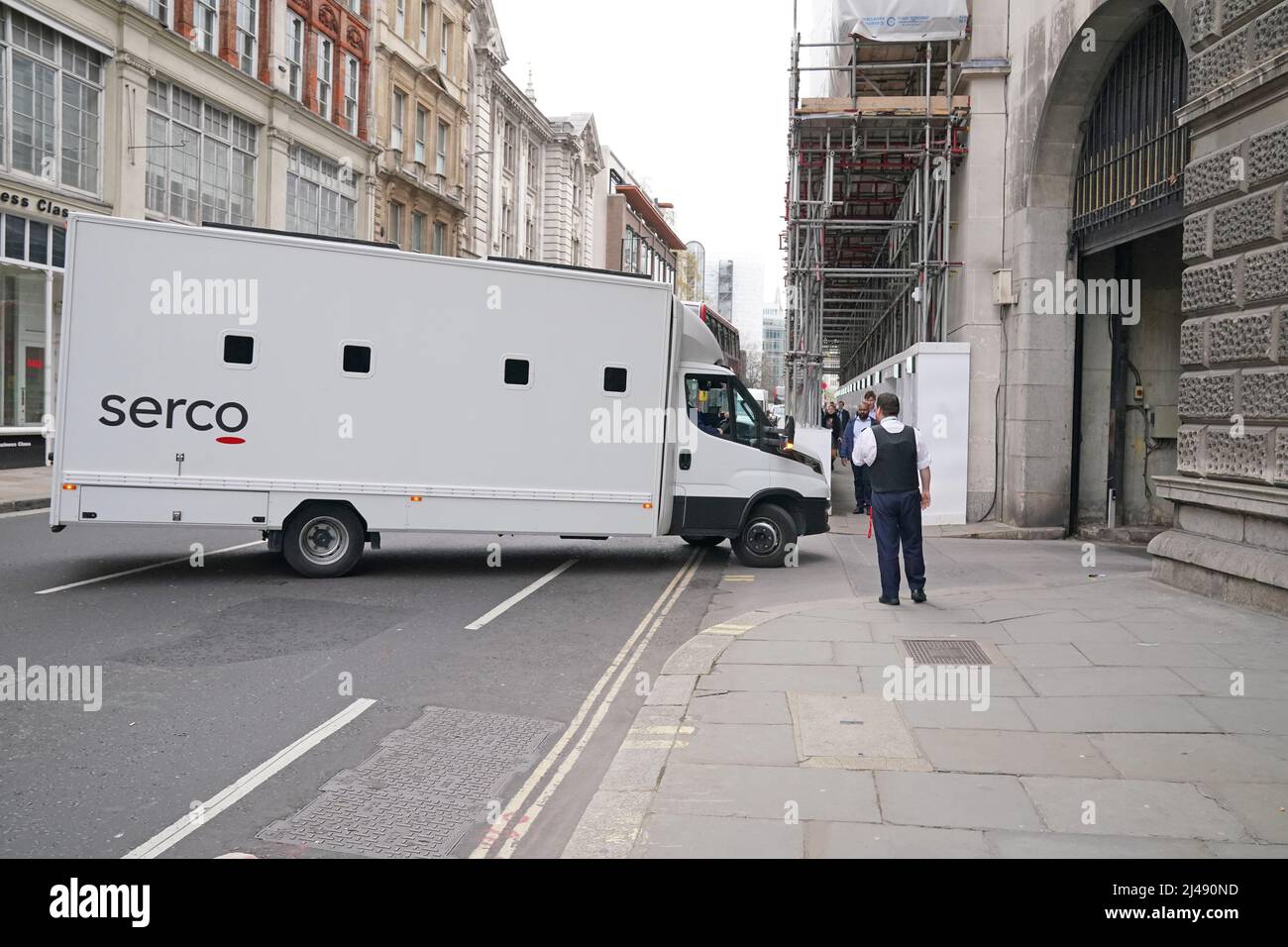 A Serco prison van arriving at the Old Bailey, central London. Picture