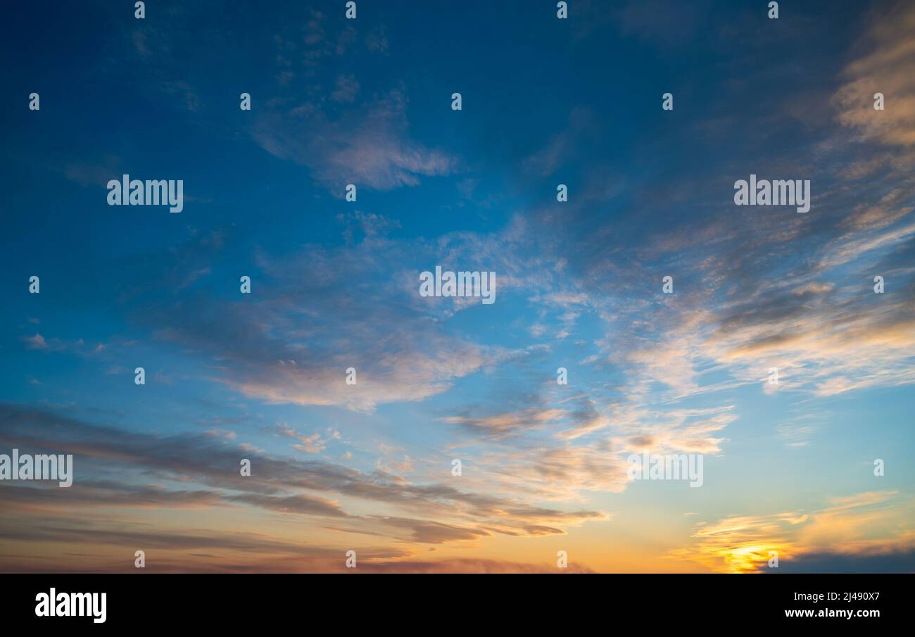 Dramatic sky with orange clouds. Nature background Stock Photo - Alamy