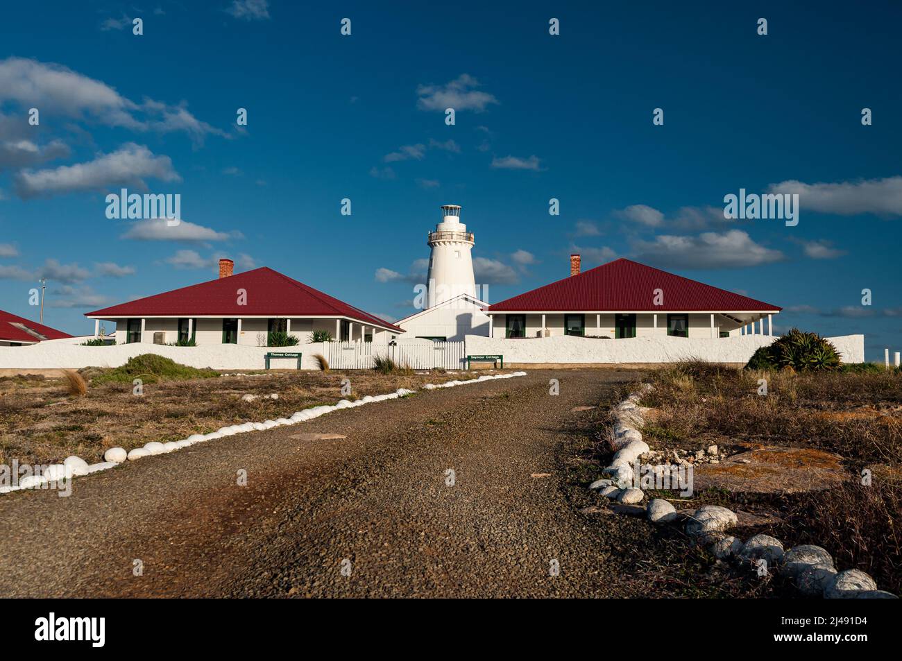 Famous Cape Willoughby Lighthouse on Kangaroo Island. Stock Photo