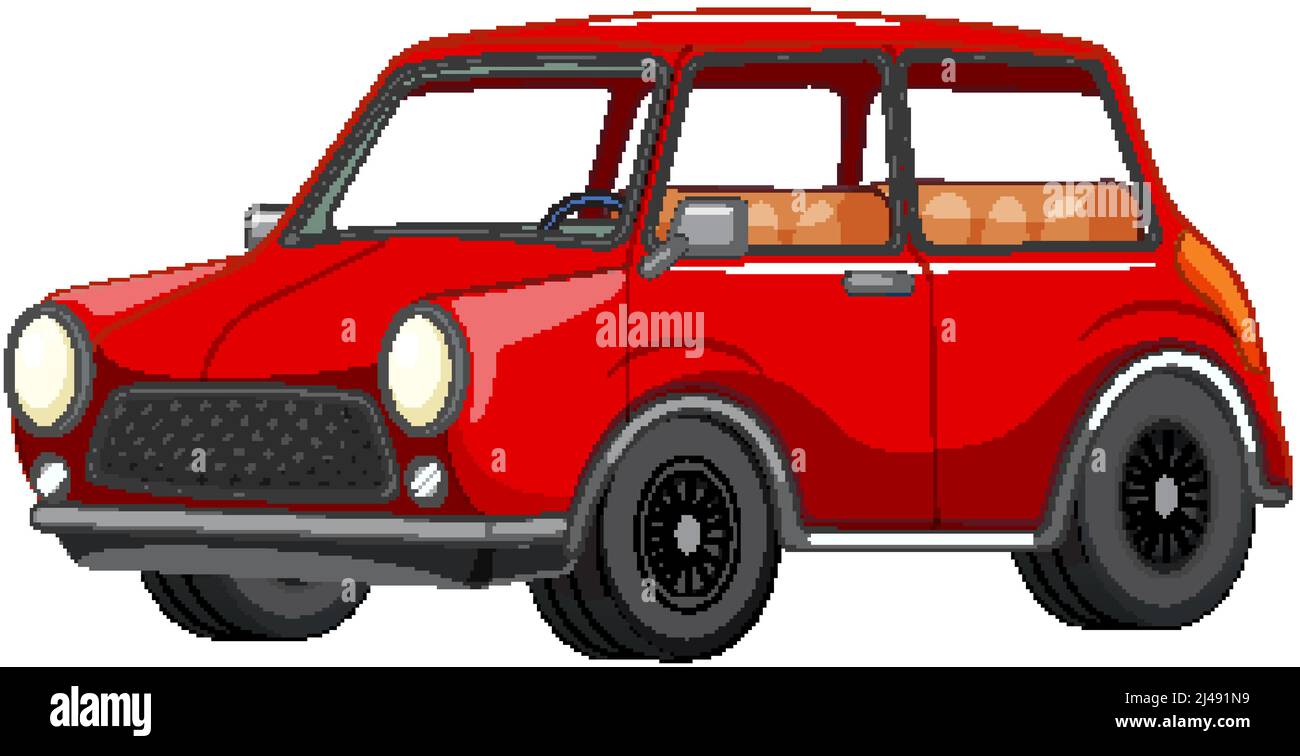 Vintage red car on white background illustration Stock Vector Image ...