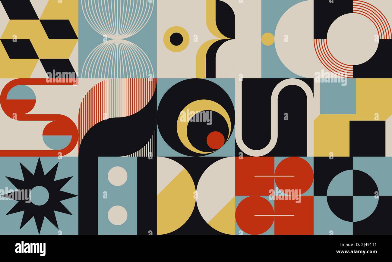 Bauhaus inspired abstract artwork made with vector design elements and ...