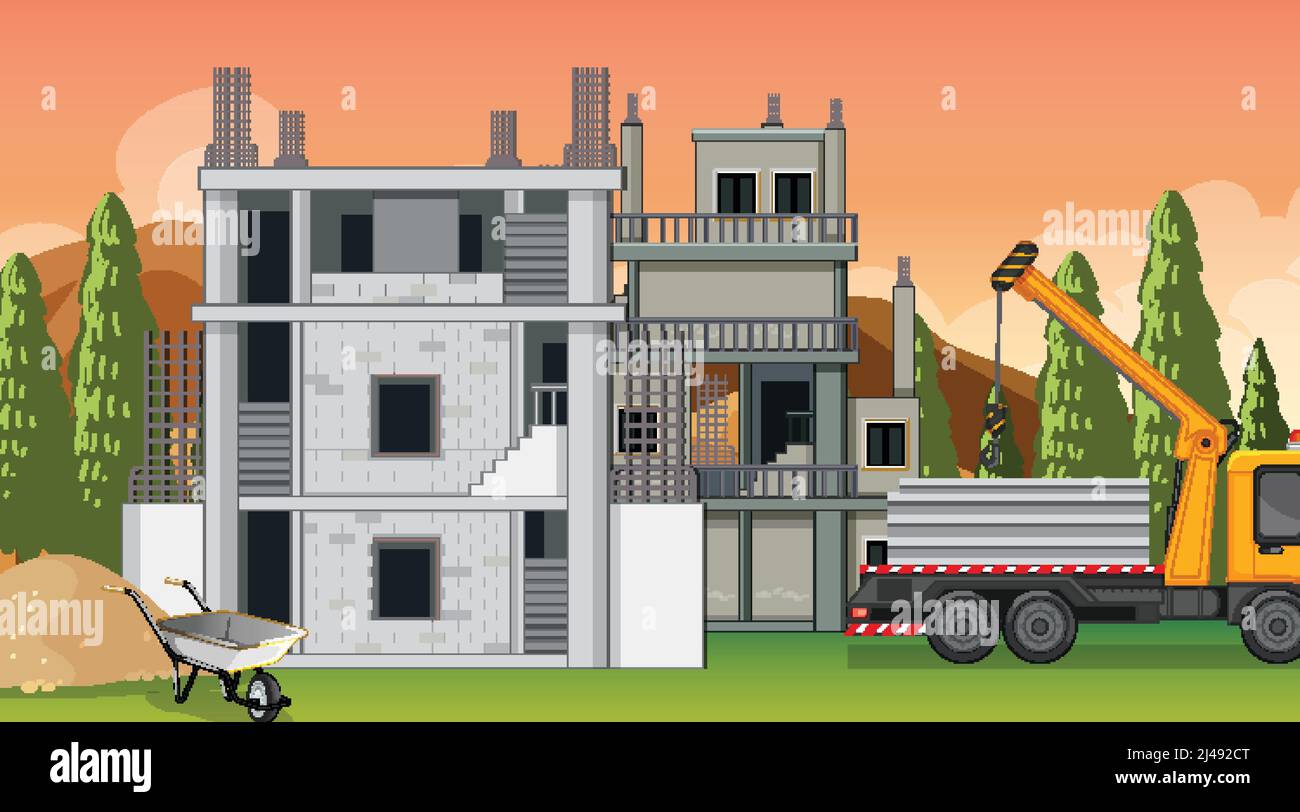 Building construction site scene illustration Stock Vector Image & Art ...