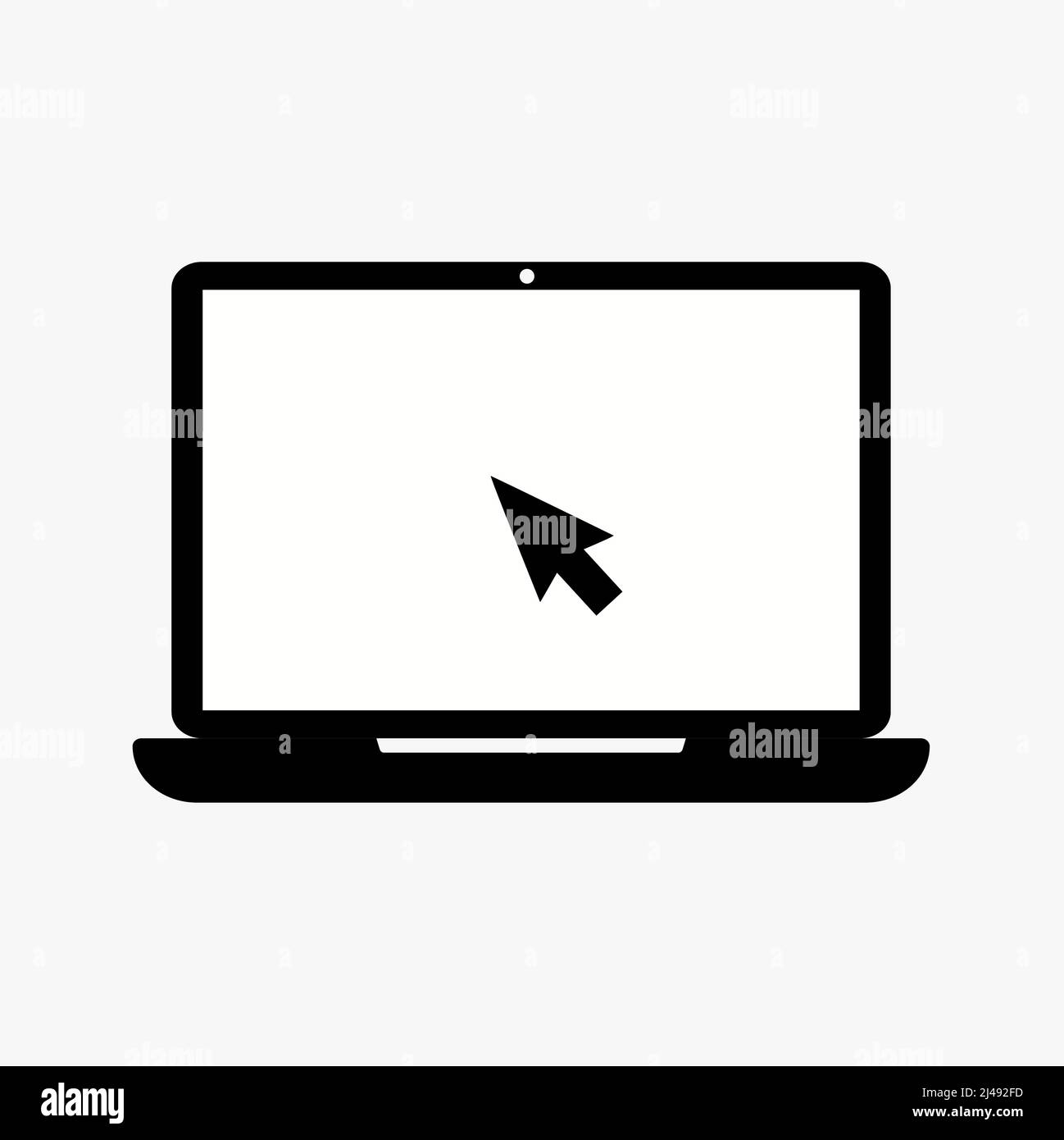Laptop with pointer or cursor icon. Simple solid style for web template and app. Online, PC, registration, internet, book, mouse, vector illustration Stock Vector