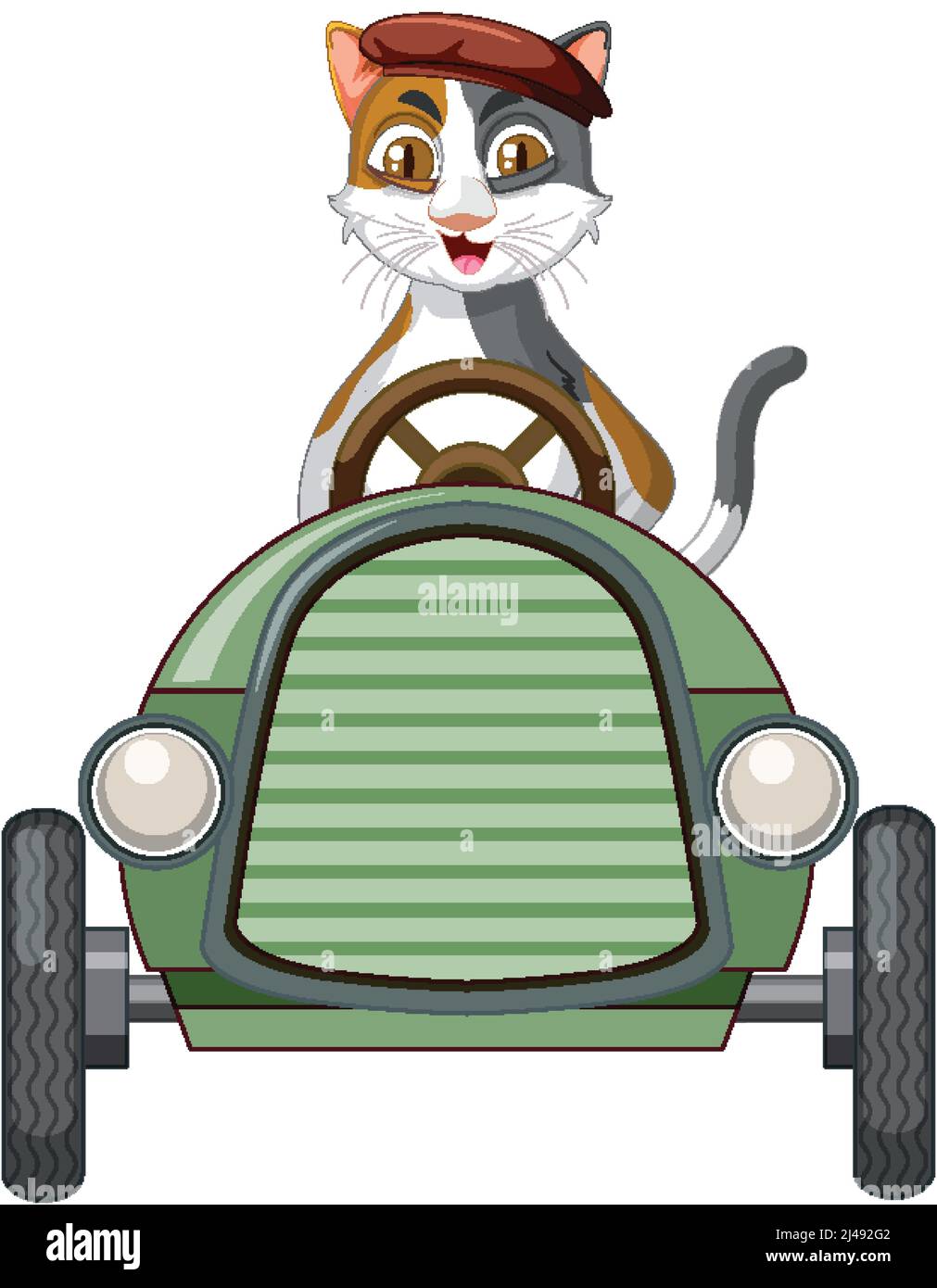 Cartoon cat and soap box derby car illustration Stock Vector Image