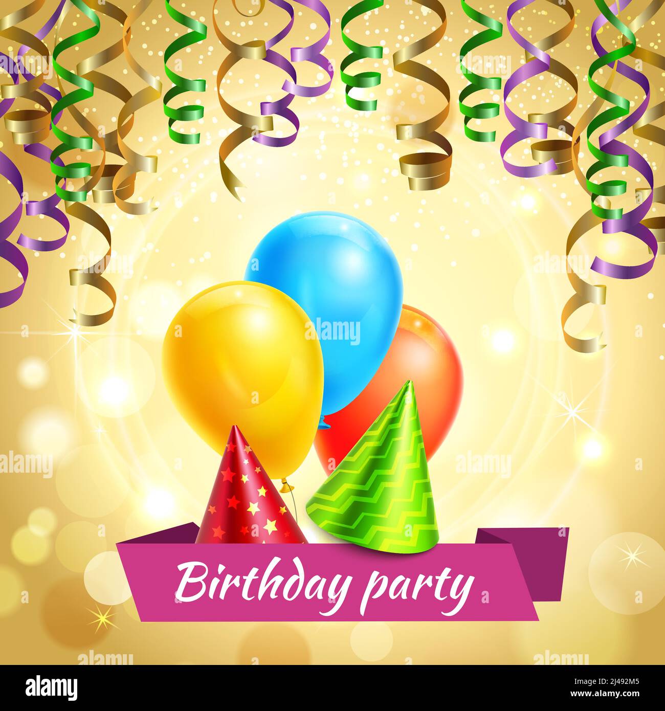 Party hats hat streamer streamers Stock Vector Images Alamy