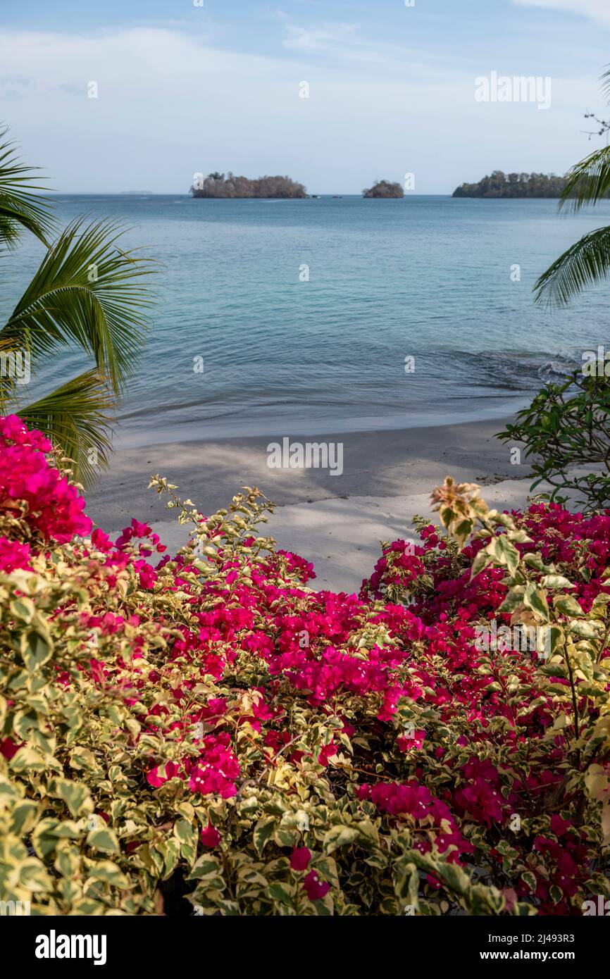 Summer evening by the sea shore, Las Perlas archipelago, Panama, Central America Stock Photo